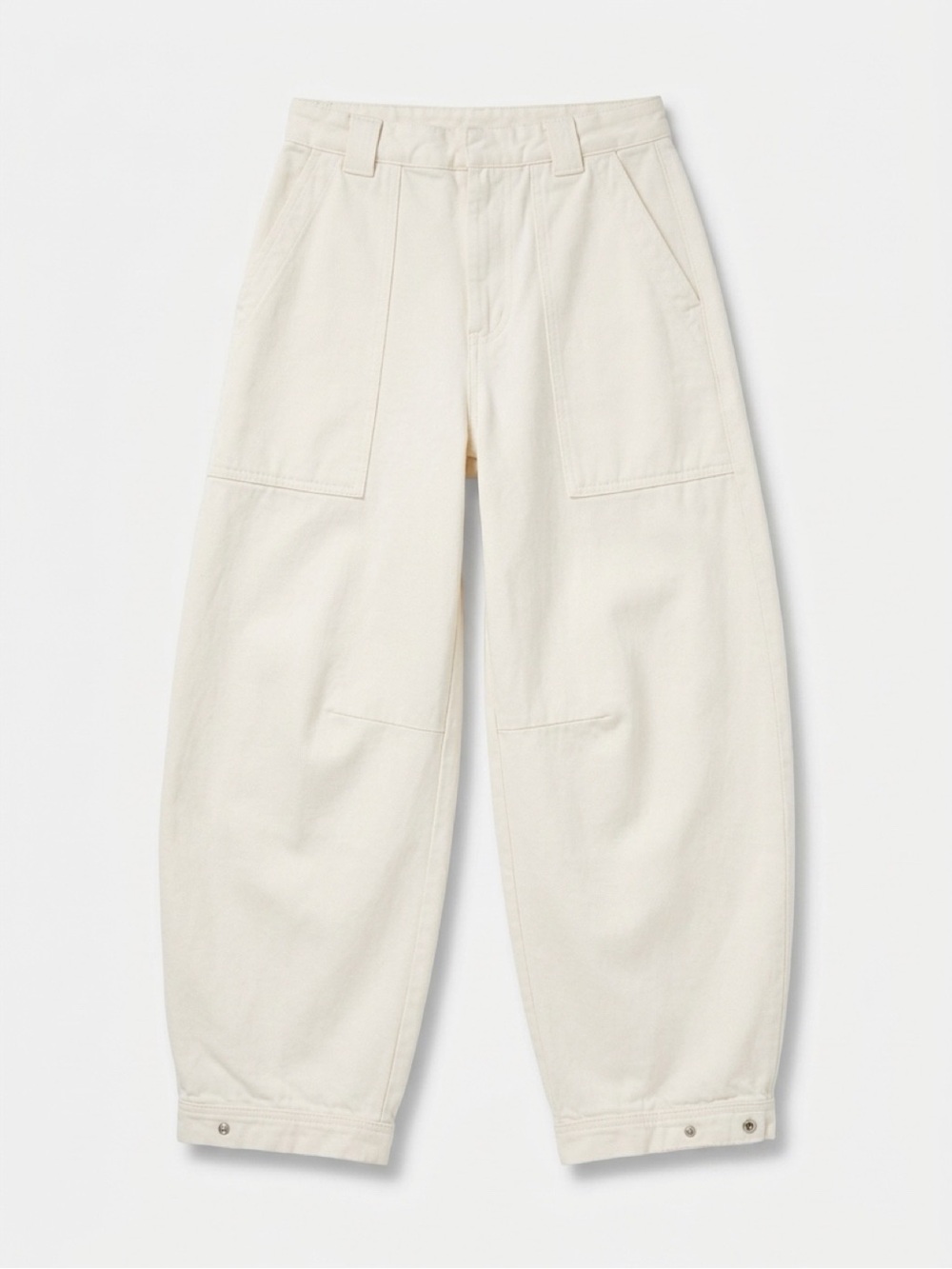 Closed womens barrel leg ankle snap denim
